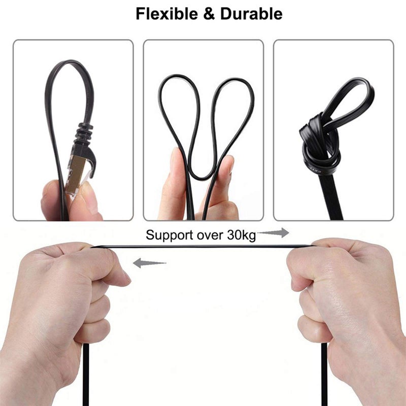 BUSOHE Cat8 Ethernet Cable 1FT 5 Pack Multi Color, 40Gbps 2000MHz Cat-8 Short Flat Computer Internet LAN Network Patch Cable Cord, High Speed Cat8 Cable with Gold Plated RJ45 Connector - 1 Feet - Image 5